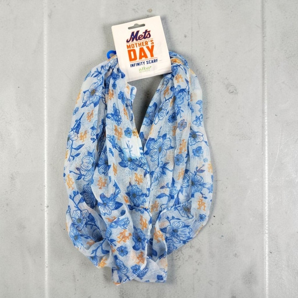 New York Mets Alba Botanica Mothers Day Infinity Scarf Floral Blue Orange MLB